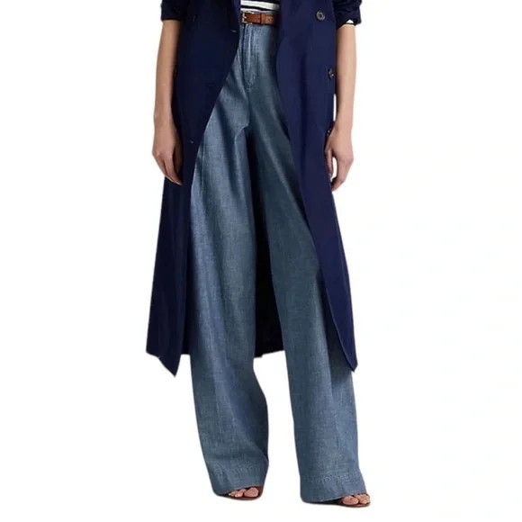 Women’s Lauren Ralph Lauren size 4 chambray pleated wide leg pants - Picture 4 of 9